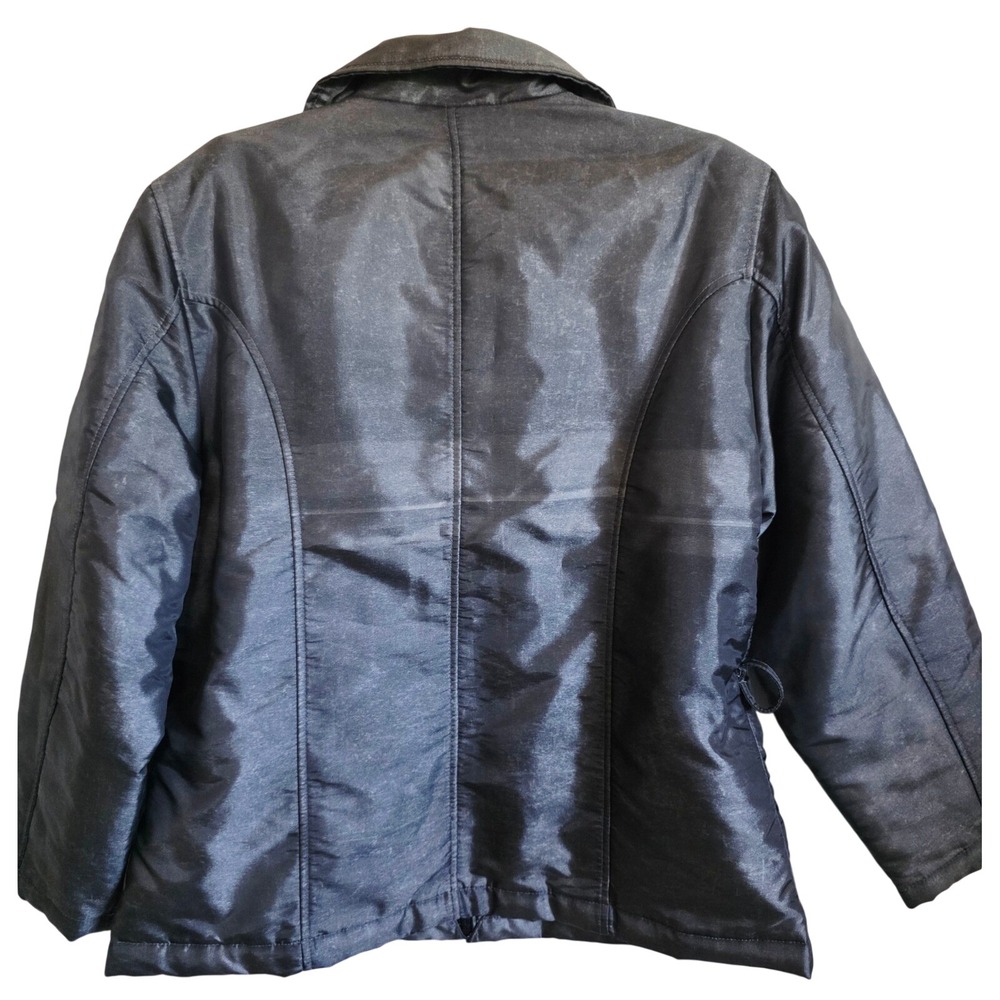 Jacqueline Ferrar PL Jacket Petite Large Silver Gray Metallic Belted Zip Up NEW - Picture 4 of 11